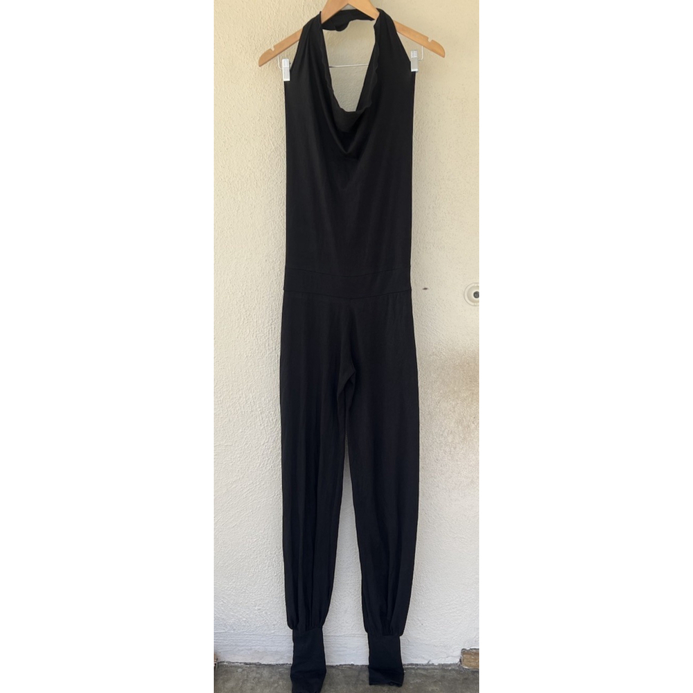 Aria Lattner Black Aria Cowl Neck Jumpsuit XXS Handmade Bamboo Stretch Lounge